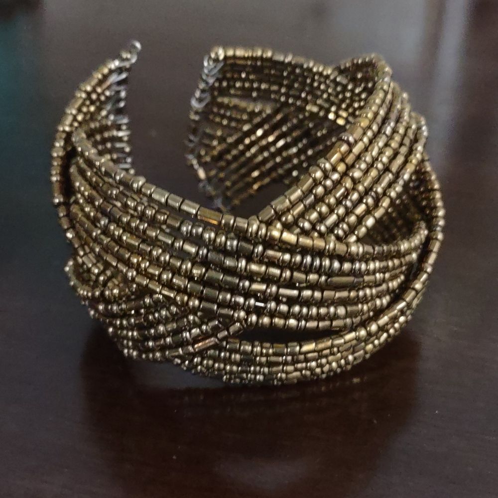 28 Women's Gold Beaded Boho Wire Wrap Bracelet